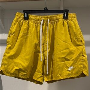 Nike Yellow Athletic Shorts Lightweight Elastic Waist with Drawstring